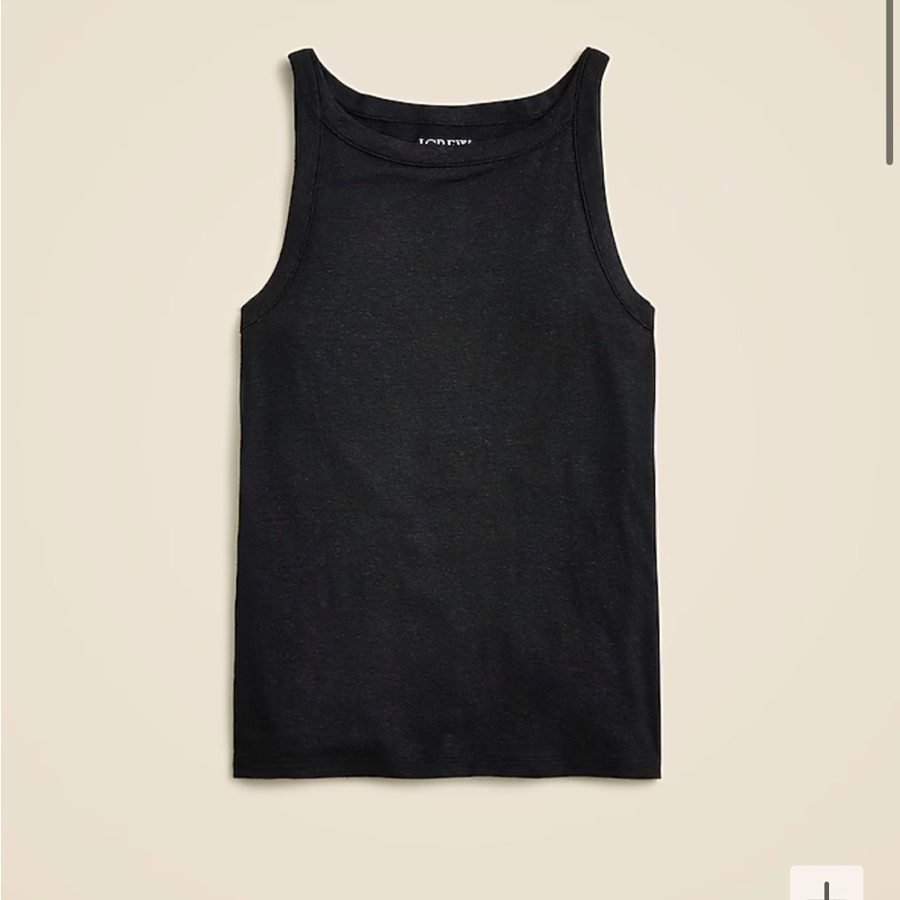NWT! J.Crew black High-neck tank top in stretch linen blend. Women’s XXS